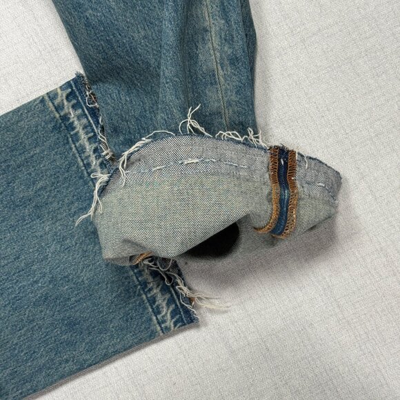 Amiri Distressed Raw Hem Jeans Blue Medium Wash Straight Leg Denim Size 34 - Picture 9 of 15